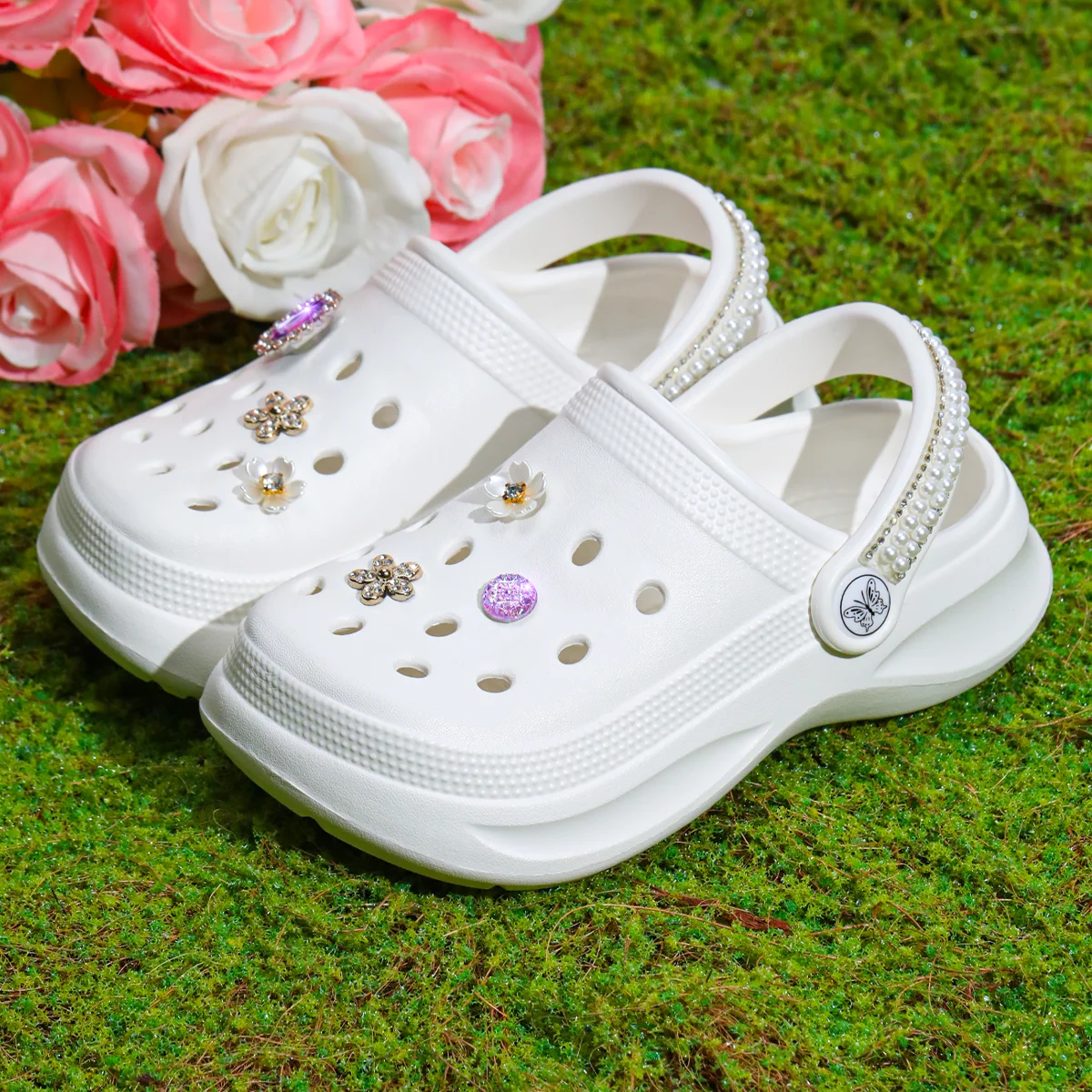 Kids Slip-On Clogs and Mules - Breathable, Waterproof, EVA Garden Shoes with Decorative Chain for Beach and Everyday Wear 168