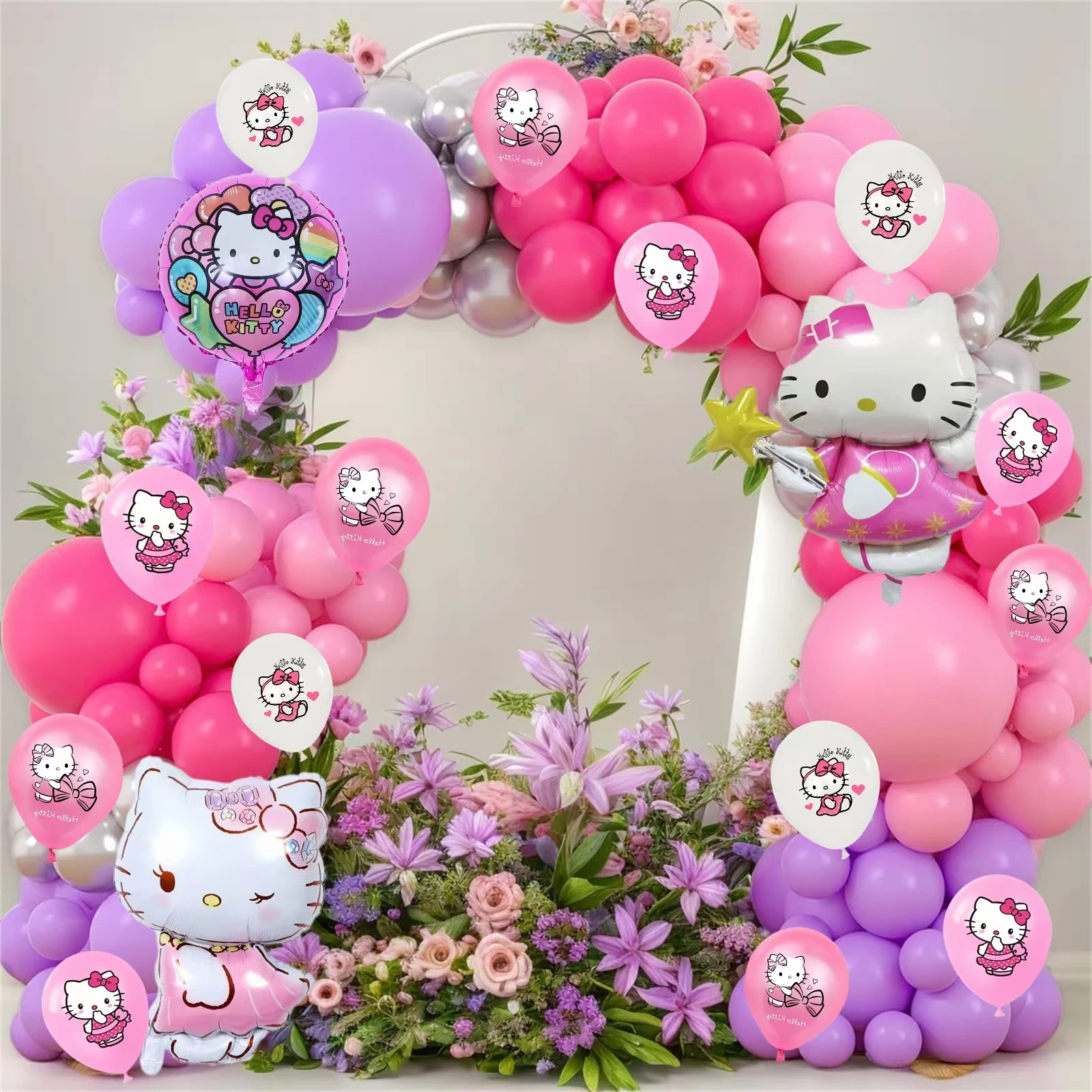 1Set Kawaii Anime  Balloon Set Kids Birthday Party Decoration Globos Cute Cartoon Hello Kitty Kuromi Baby Shower Supplies Gifts
