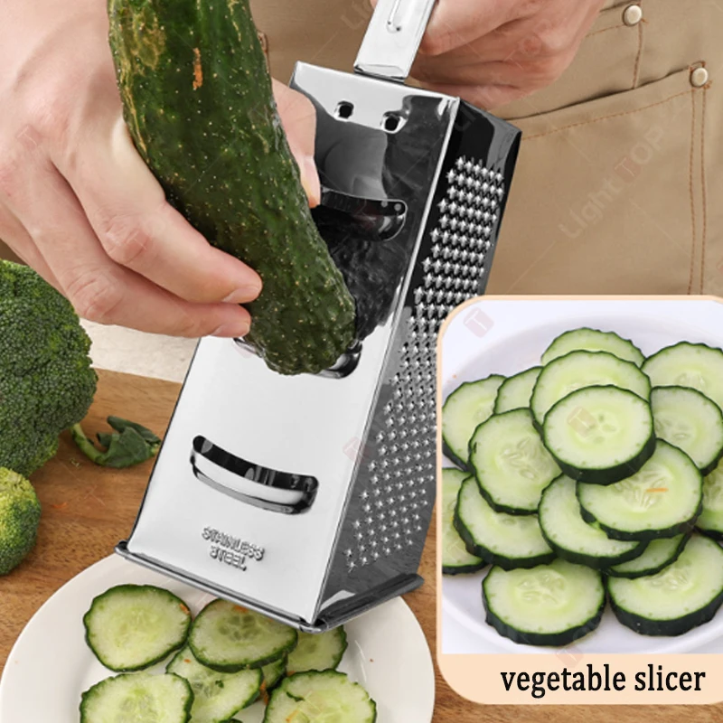 Multifunctional Vegetables Shredder 4 sided Stainless Steel Box Grater Slicer Manual Cheese Potato Graters Kitchen Accessories