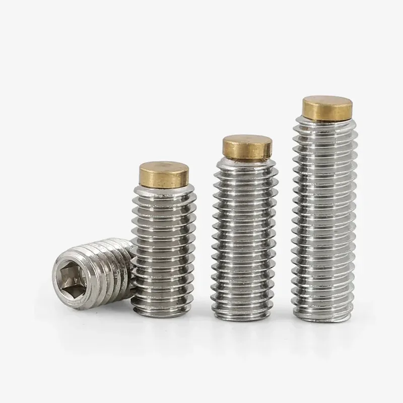 A2 Stainless Steel Grub Screw With Brass Tip Point Headless Set Screw For Precision M6 M8 M10 M12