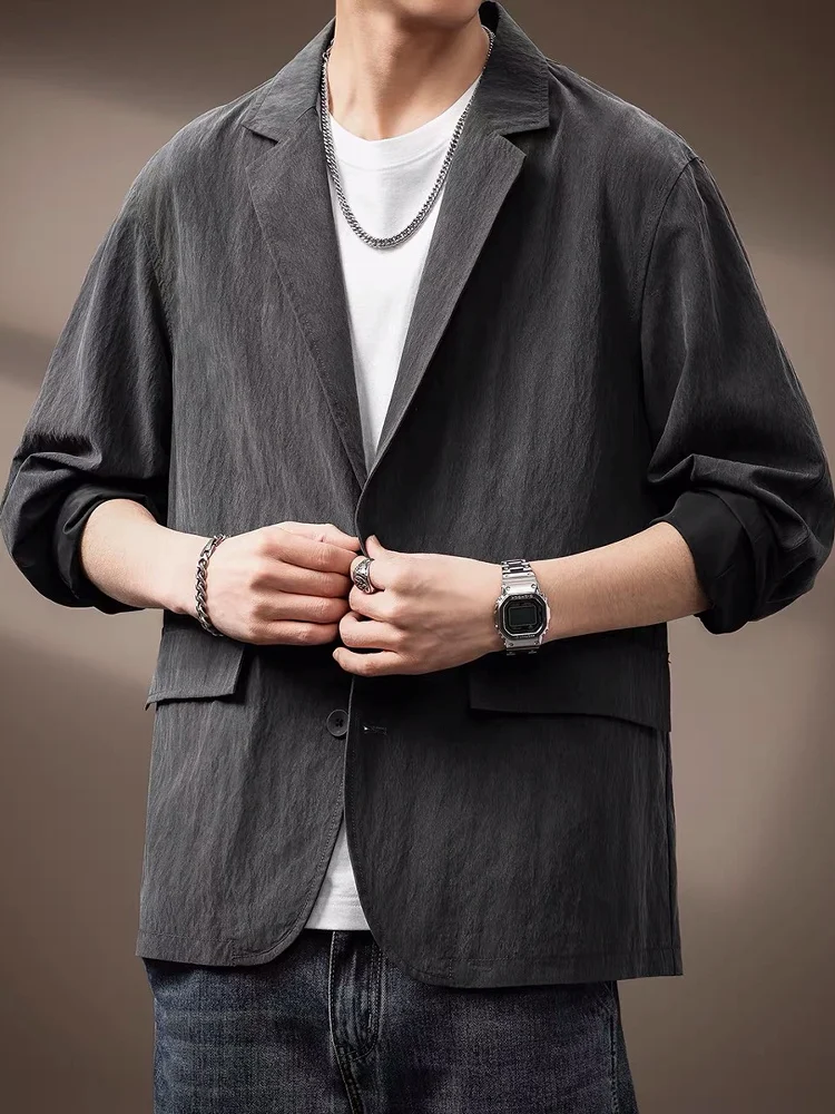 

Новинка 2025, мужская повседневная куртка Lenzing Jaet, легкий уход, свободная посадка, винтажная трендовая дышащая длинная застежка на одной пуговице