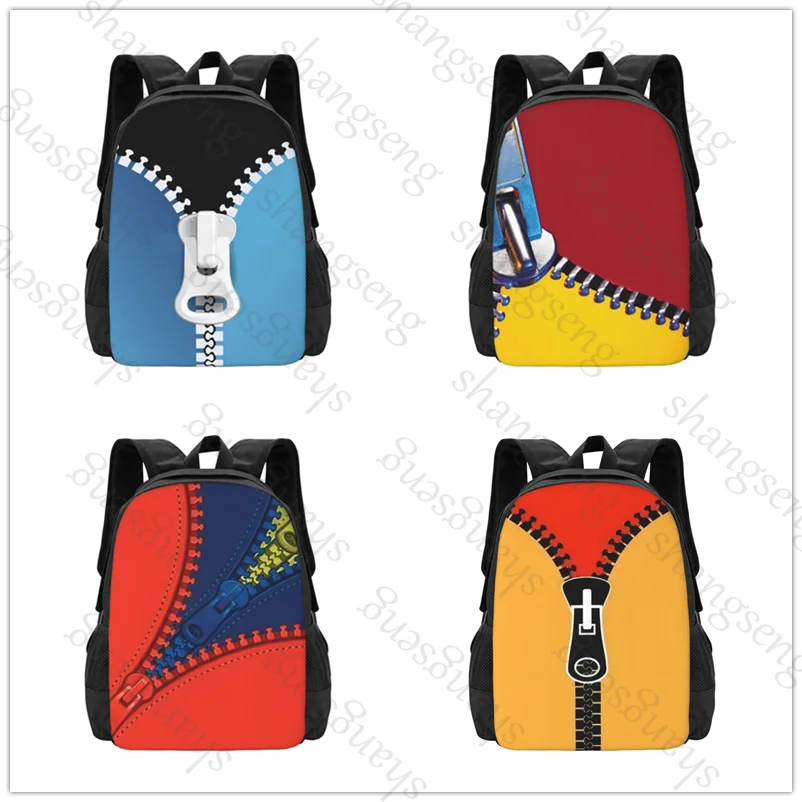 

Zipper pattern Large capacity printed schoolbag boys and girls backpack teenagers students leisure travel commuter backpack