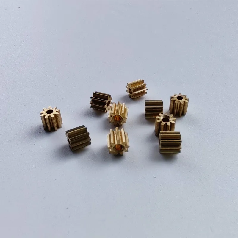 92A 0.5M Copper Gear 9 Teeth 1.98mm (2mm Tight) Steering Pinion UAV Model Toy Accessories Technology Class DIY Model Parts 10PCS