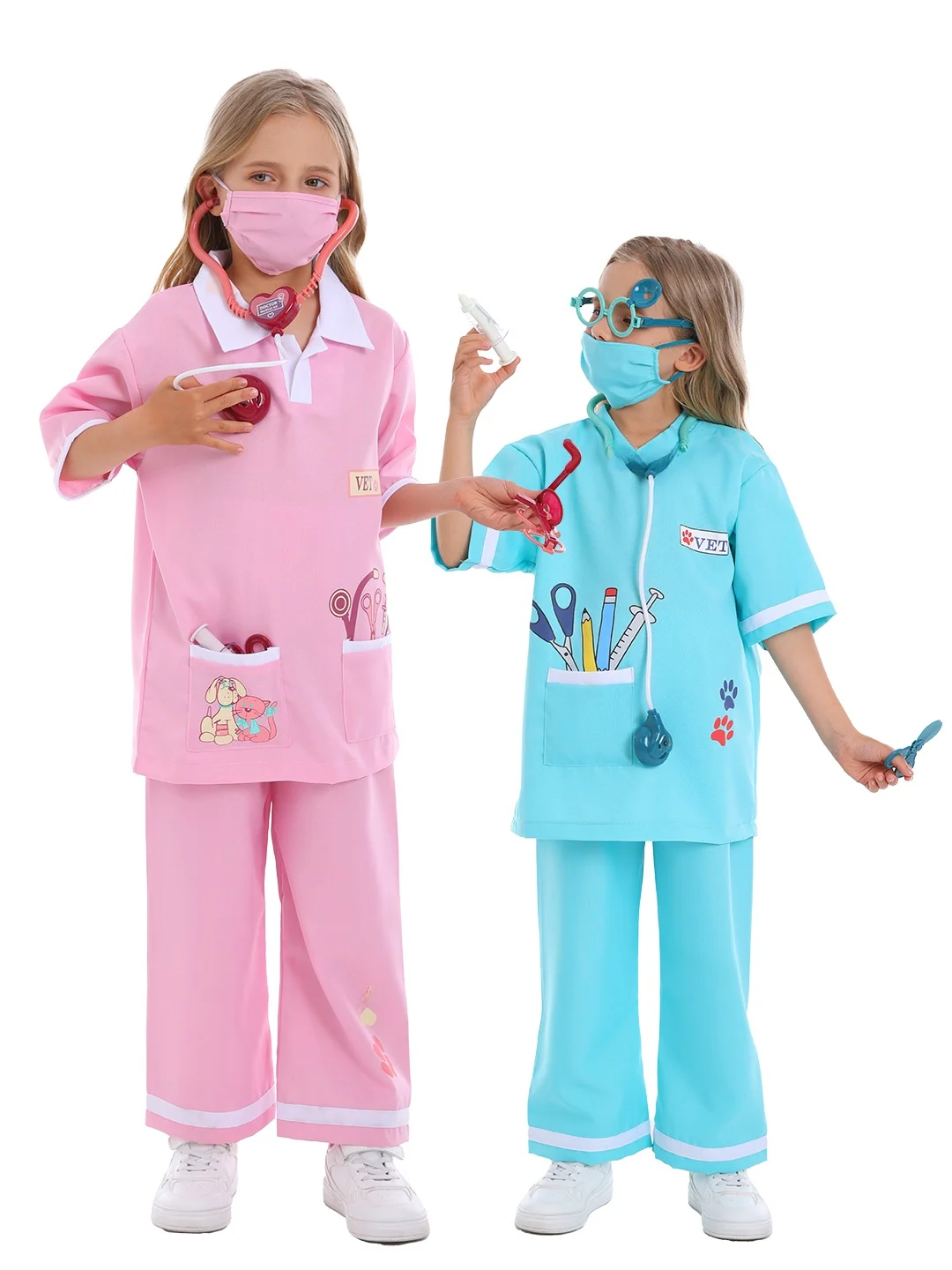زي أداء الطبيب البيطري للأطفال من لعبة الهالوين، تجربة مهنية، ملابس الطبيب التنكرية للمسرح، ألياف البوليستر 00%