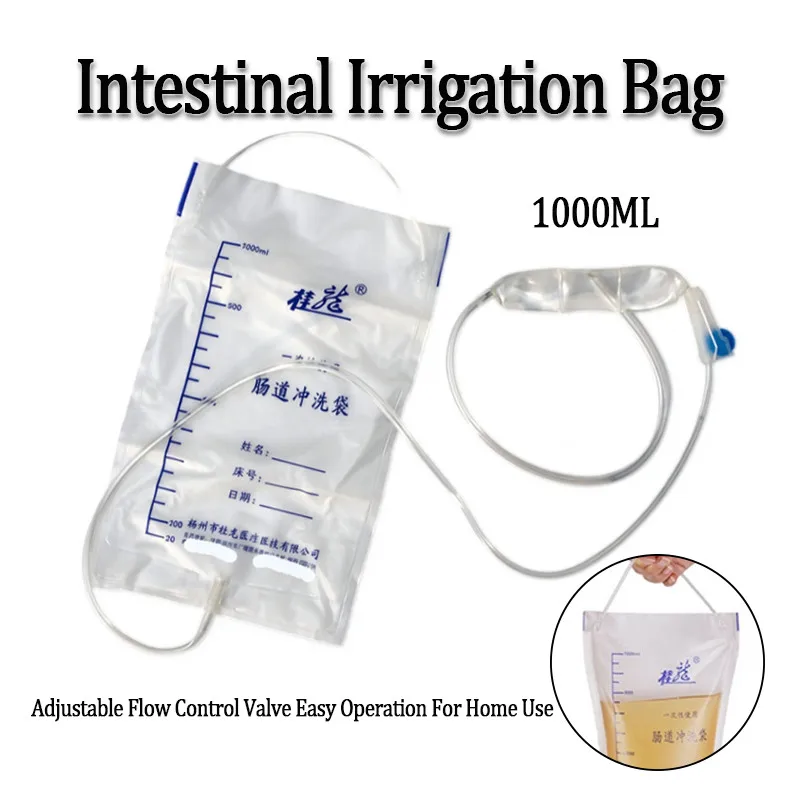 2Pcs Disposable Intestine Irrigation Bag Transparent Enema Bag with Flow Regulator for Daily Cleansing