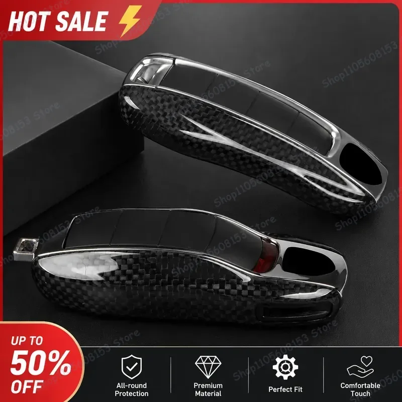 For Porsche 718 Cayenne Macan Taycan 911 Carbon Fiber Key Case Protective Cover Lightweight Durable RFID Shielding