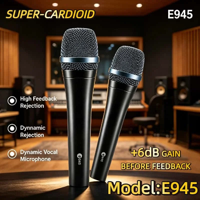 

Динамические микрофоны E945, двойной комплект, для живого вокала, суперкардиоидные, проводные, профессиональные, для сцены, для певцов, 2 шт. в комплекте, версия 2026 года