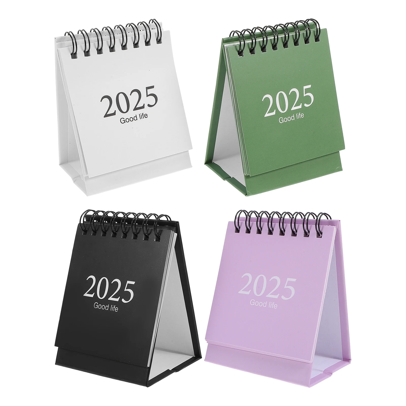 

4pcs Mini Desk Calendar Set Creative Standing Adorable Stylish Colors Portable Long Term Use Strong Paper English Version Small