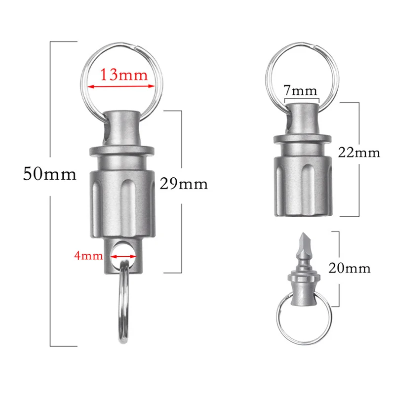 Titanium Quick Release Keychain, Detachable Double-End Swivel Key Chain Connector Kit Heavy Duty Car Key Clip