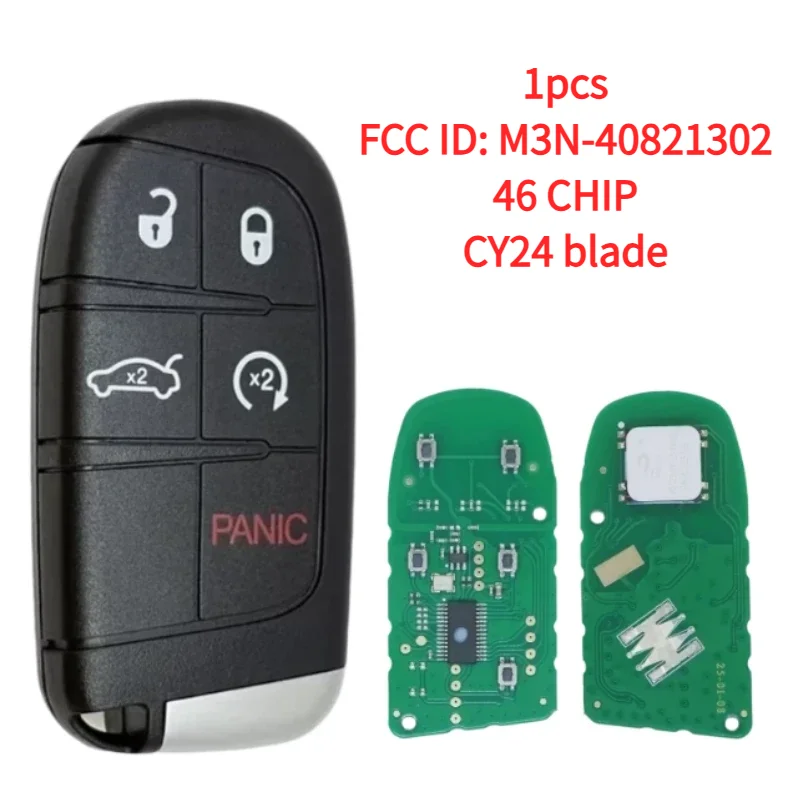 4+1 Buttons Remote Car Key 433.92 MHz PCF7953 46 chip/4A chip FCC ID:M3N-40821302 CY24 blade For Chrysler/Jeep/Dodge/RAM 2