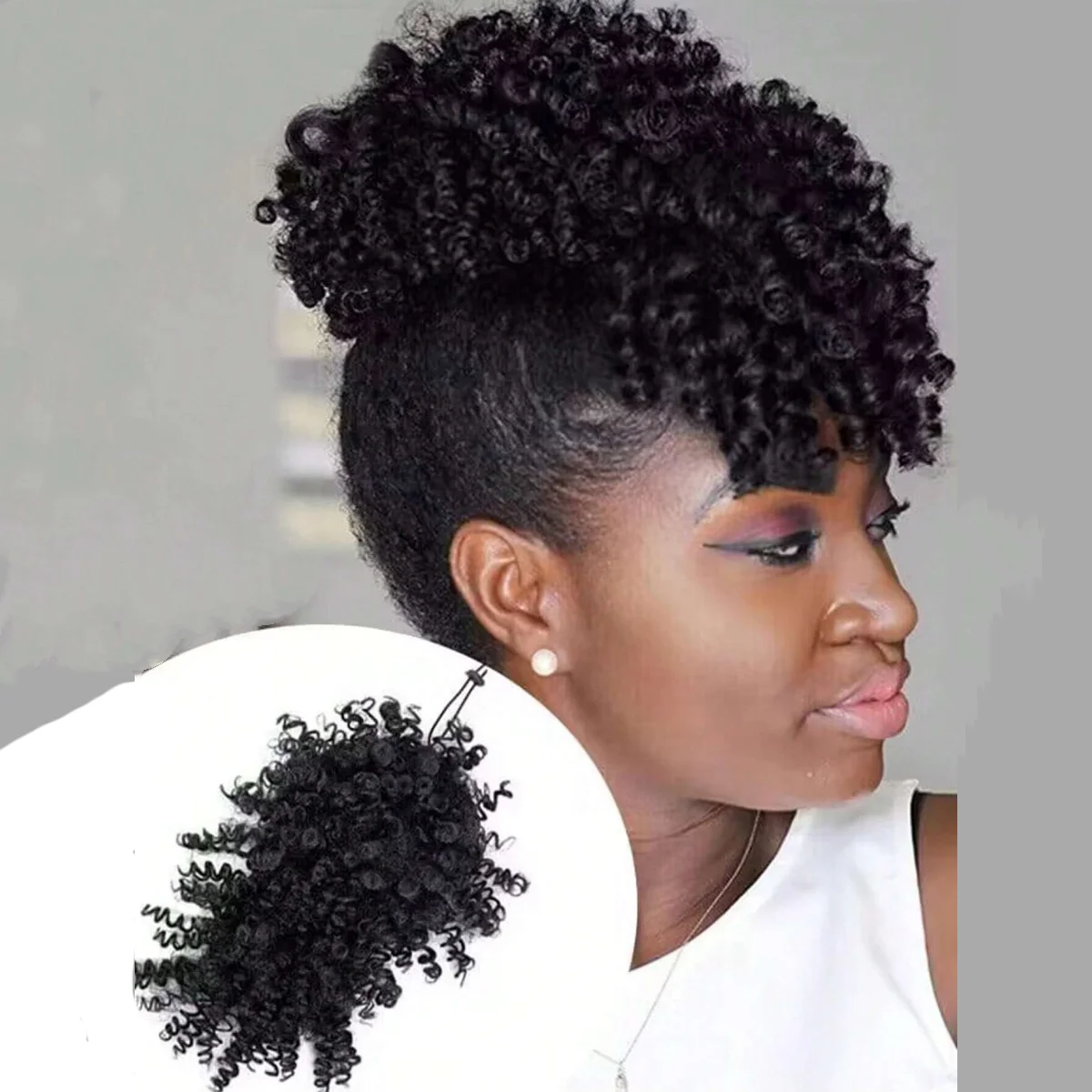 Afro Puff sznurek kucyk piny kręcone kucyk Updo włosy syntetyczny klips w Updo do kucyk