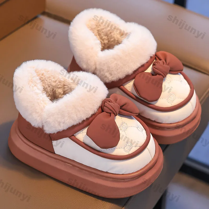 Children\'s Shoes Girls Warm Plush Snow Boots 2024 Autumn Winter Indoor Anti Slip Platform Comfort Cute Cartoon Baby Cotton Boots