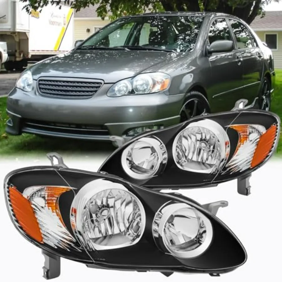 

Комплект фаров в сборе из 2 шт. для Corolla CE LE S 2003-2008 гг., сменные фары со стороны водителя и пассажира, матовый черный корпус