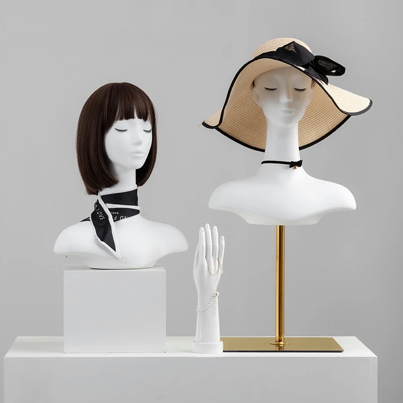 White Female Mannequin Head Display For Wig Hat Jewelry and Scarf