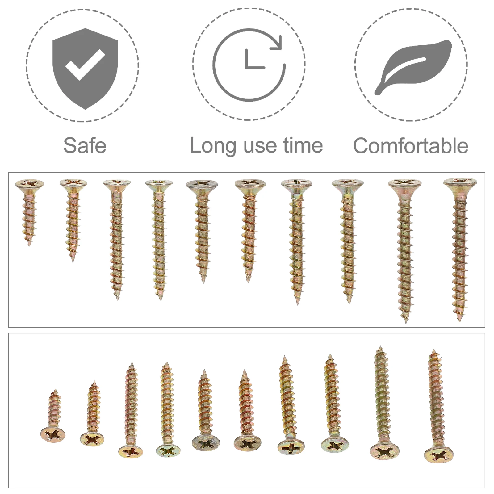 

165pcs Self Tapping Wood Self Drilling Bolts Flat Head Fasteners For Furniture Cross Recessed Set Color Plated Zinc