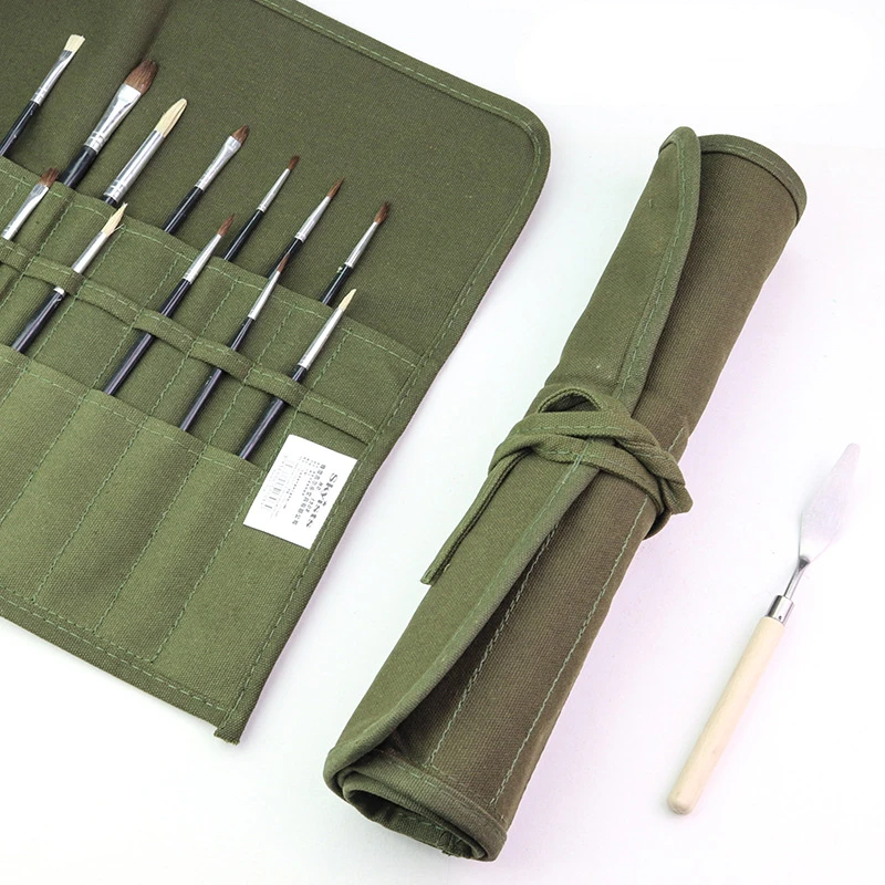 Imagem -05 - Multifuncional Roll up Canvas Pencil Bolsa 22 Holder Case Bolsa Organizadora Armazenamento Perfeito para Maquiagem de Escova Envoltório de Lona Grossa