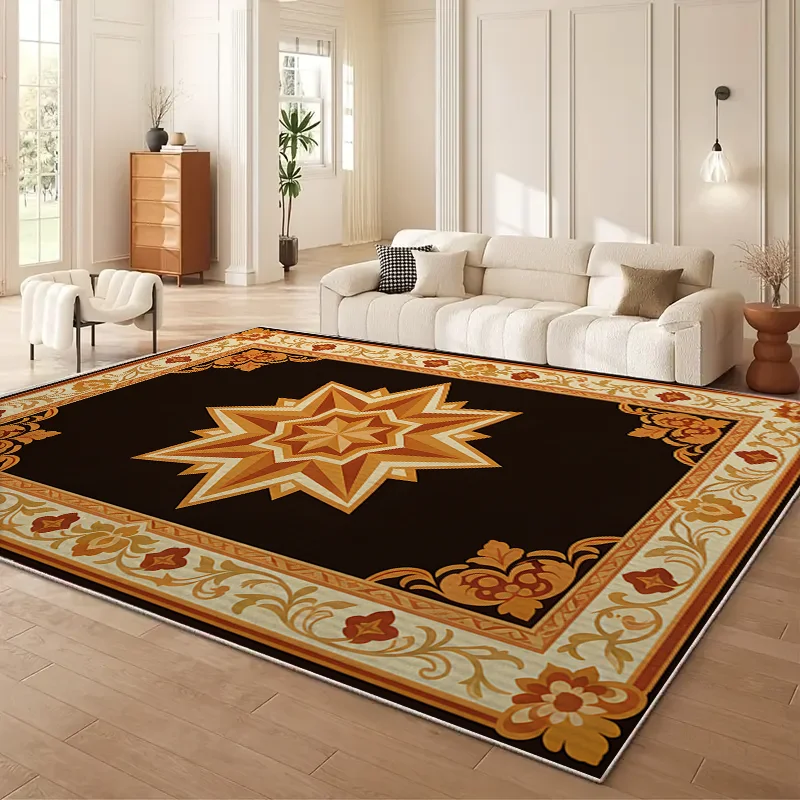 Light Luxury Black Gold Xingmang Living Room Large Carpet, Waterproof and Easy To Take Care of Retro Style Carpet