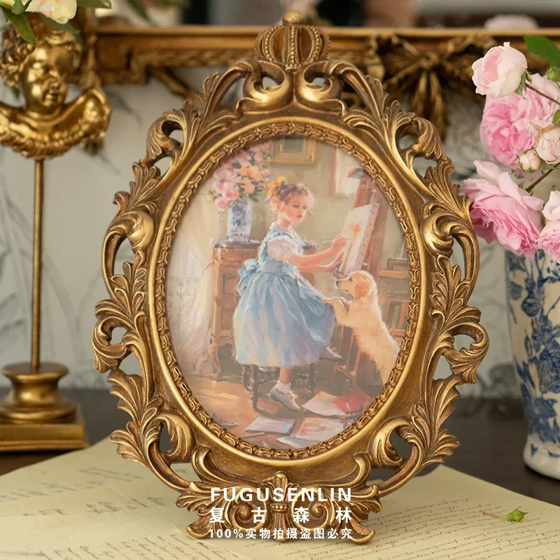 

Retro Forest European Gold Hollow Relief Resin Photo Frame Picture Frame Home Ornament Wall Decoration Carved Wall Hanging