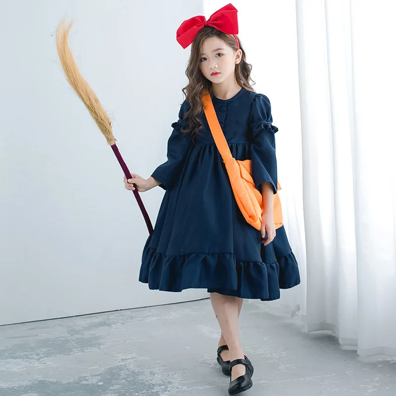 أزياء الهالوين للأطفال بيت الساحرة في حالات الطوارئ أنيمي كوس فستان ياباني ملابس الأطفال أداء زي الساحرة كيكي