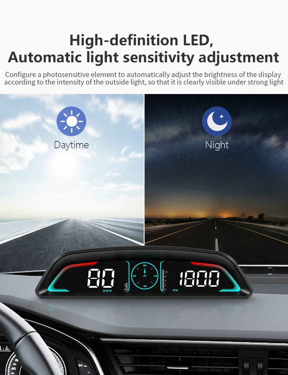 B3 OBD HUD Auto Head-Up-Display Digitaler Geschwindigkeitsmesser Drehzahlmesser Wassertemperatur Voltmeter Alarmfunktion Elektronikzubehör für Benzinfahrzeuge – Detail 11