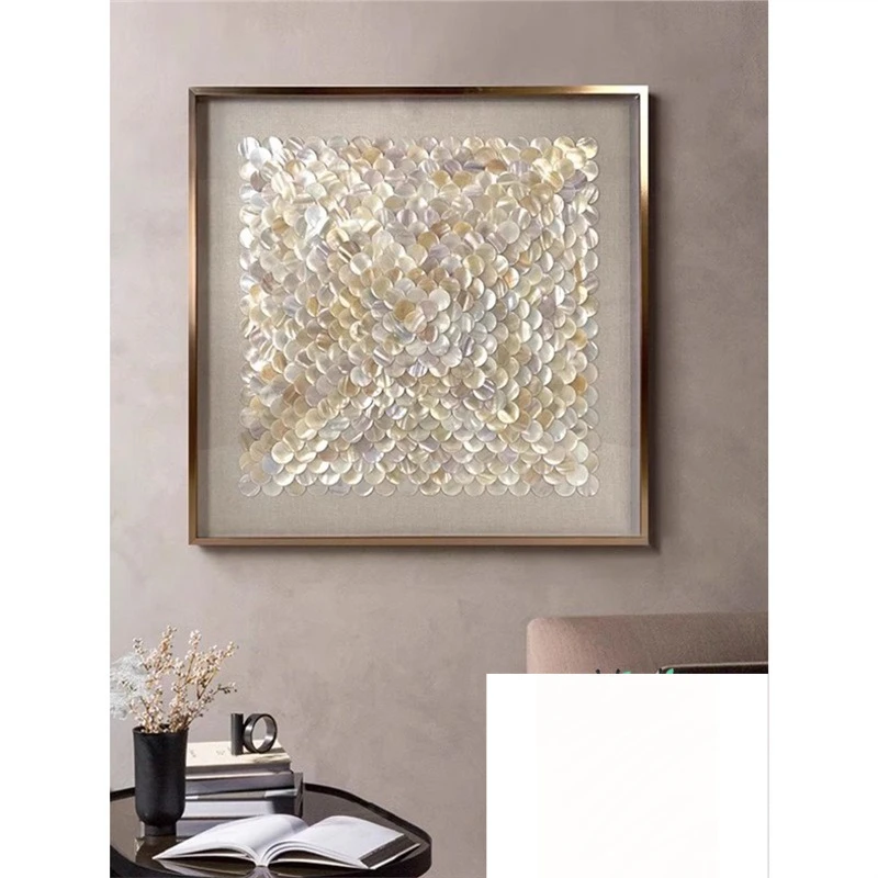 Light Luxury Mother Of Pearl Wall Art Shell Decorative Painting for Entryway Sideboard Living Room Hanging Decor