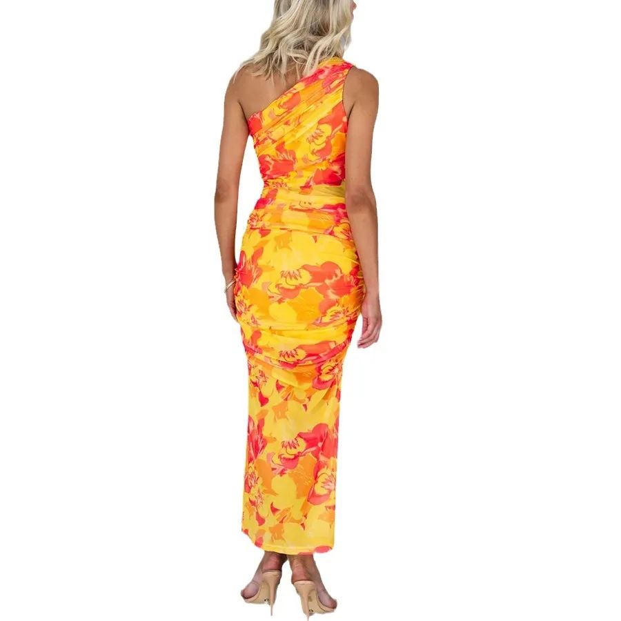 여성 봄 여름 신상 플라워 프린트 스트레치 오프숄더 프린트 드레스 캐주얼 휴가 원피스 바디콘 슬림