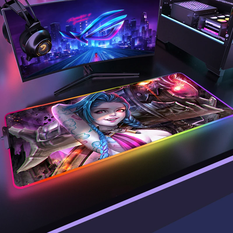 RGB Arcane XXL Mouse Pad Jinx Computer Gaming HD Mousepad 900x400 Rubber with Locking Edge Gaming Mouse Mat PC Gamer Desk Mat