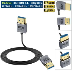 Ultra Slim Thin HDMI-compatible2.1 Cable 8K@60Hz 4K@240Hz 48Gbps OD2.5mm Flexible Cord for Laptop PC PS4 Xbox Game Monitor HDTV