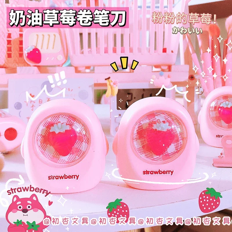 cute strawberry pencil sharpener material escolar papelaria kawaii presentes artigos de estudante sharpener 01