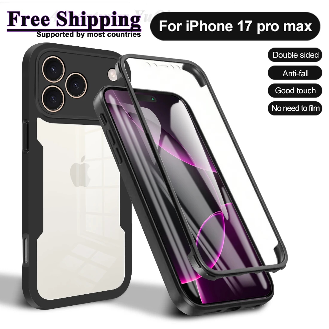 

For iPhone 17 Pro Max 360 All-inclusive Case Full Coverage Protection Screen Protector Camera Lens Protective Bumper Shell Funda