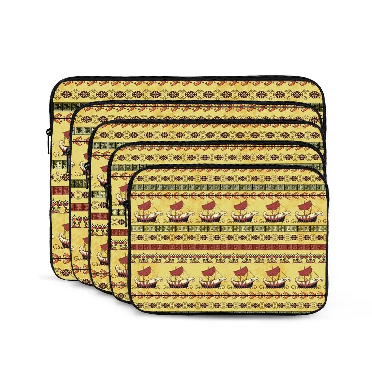 Seamless Pattern With Ancient Greek Ships And Ornament Computer ipad Laptop Cover Case Laptop Sleeve Bag Portable Cover