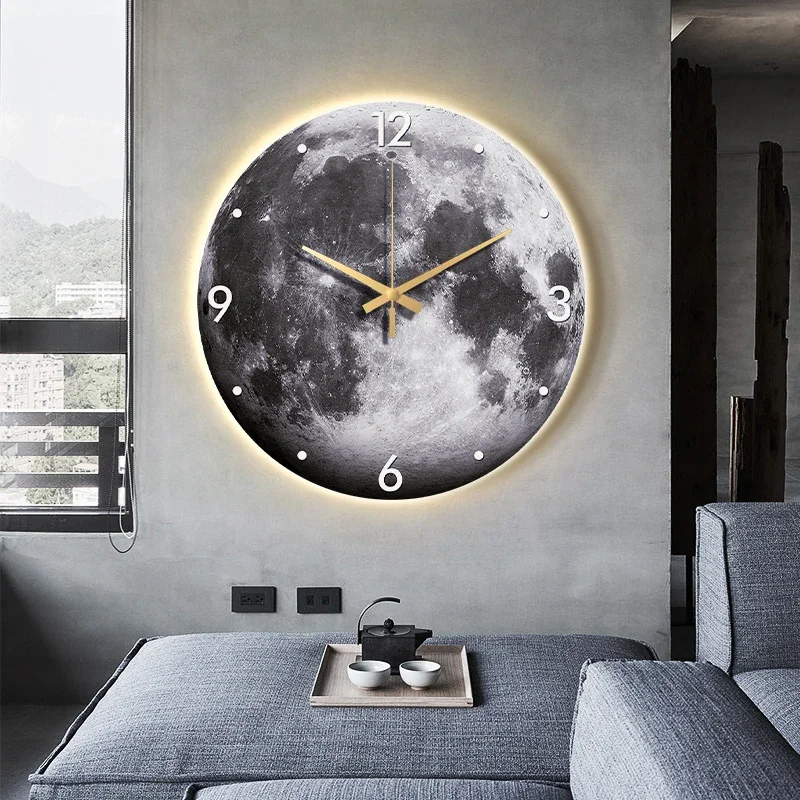 

Art Mural Wall Clocks Digital Luxury Nordic Minimalist Round Restaurant Wall Watch Modern Horloge Murale Living Room Decoration