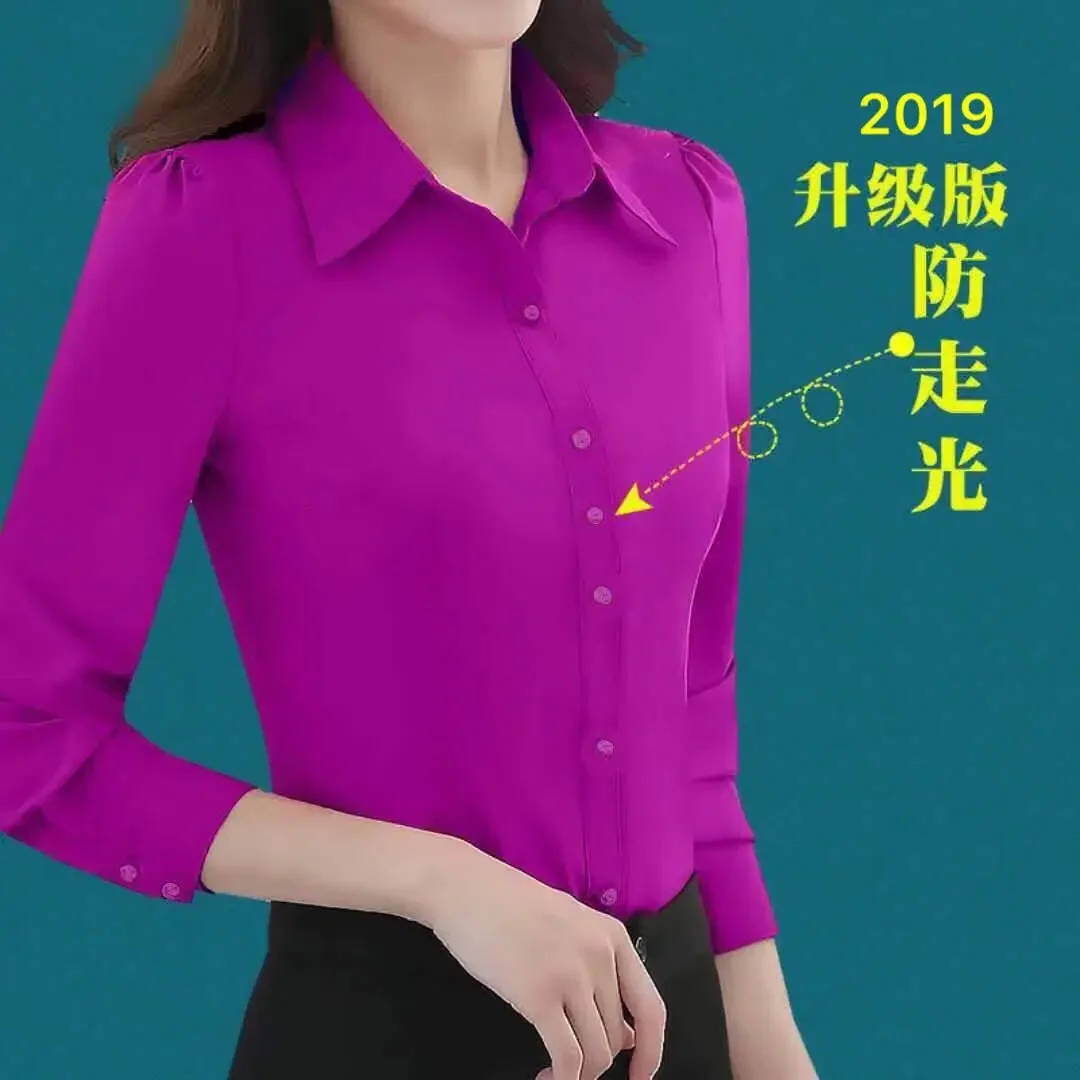 Blouse Women Spring Autumn Royal Blue Shirt Women's Long Sleeve Large Size Red Lining Blusas Mujer De Moda