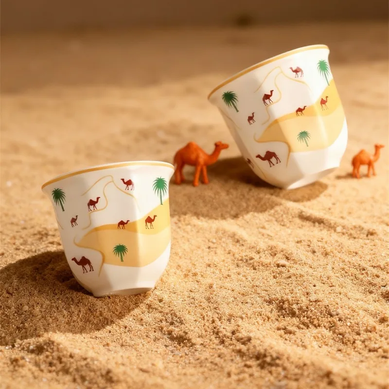 Middle Eastern Espresso Cup  Ceramic Cup  Single Cup Hand-held  Home Creative Gift  Desert Camel Water Cup
