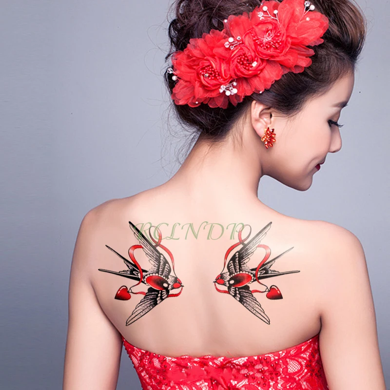 Waterproof Temporary Tattoo Sticker fly bird red heart tatouage tatto flash tatoo fake tattoos for girl women femme Men - view 3