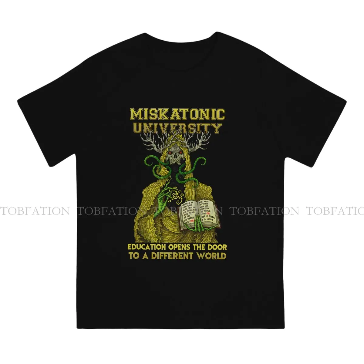 Education Opens The Door To A Different World Round Collar TShirt Miskatonic University Pure Cotton Basic T Shirt