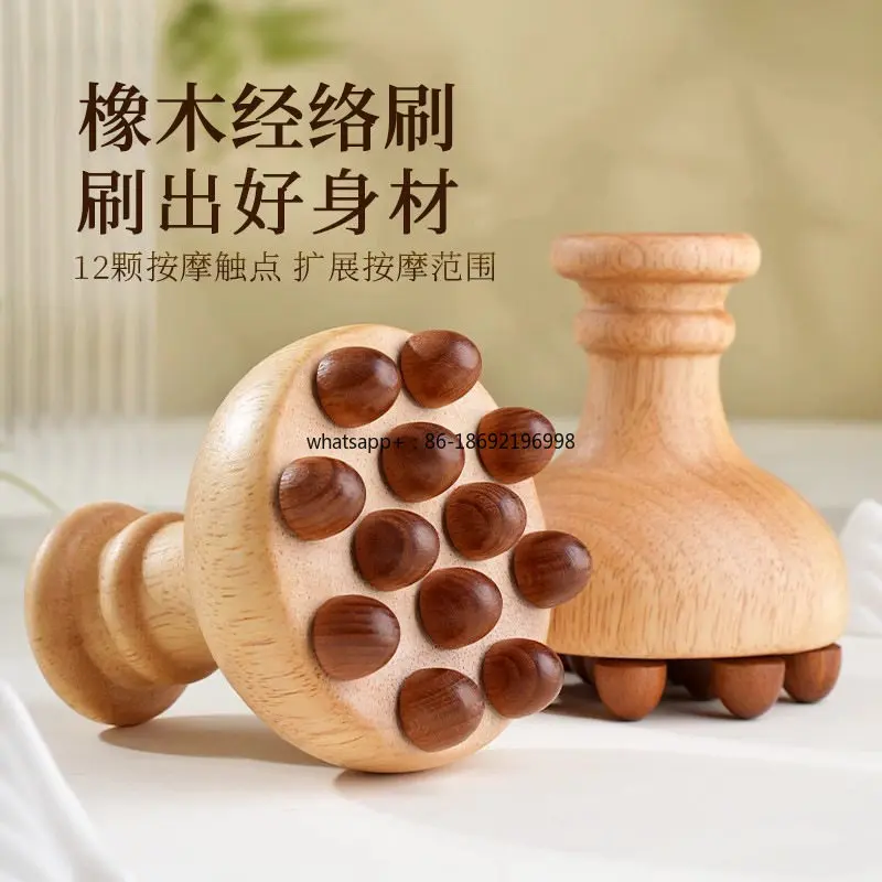 Oak Meridian Brush Abdominal Rubber Massage Brush Universal Abdominal and Small Belly Massager with Veins and Meridians