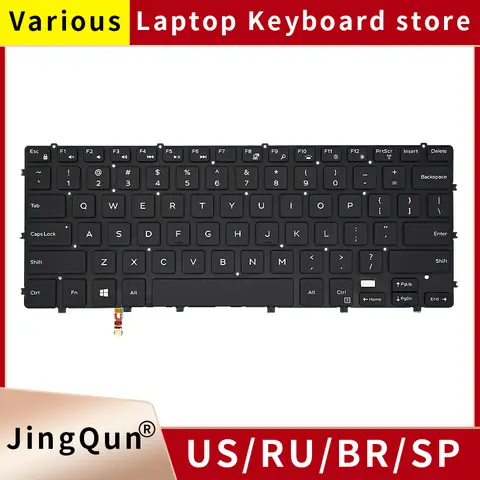 Original US Russian Laptop Keyboard with Backlight For Dell Inspiron 15-7590 7558 7568 P56F XPS15-9550-9560-9570 NSK-LV0BC/W