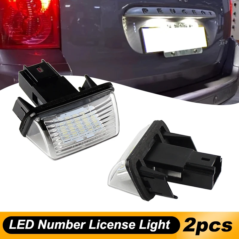 2pcs LED Number License Plate Light For Peugeot 206 207 307 308 406 407 5008 Partner Citroen C3 C4 C5 BERLINGO XSARA SAXO White