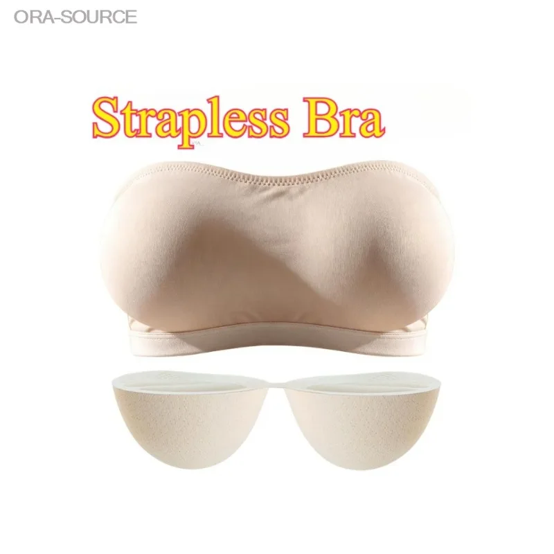 Strapless Bandeau Bra Premium Comfortable Extra Ultra Thick Removable Padded Wireless Cosplay Costume Quick Change Flat Chest