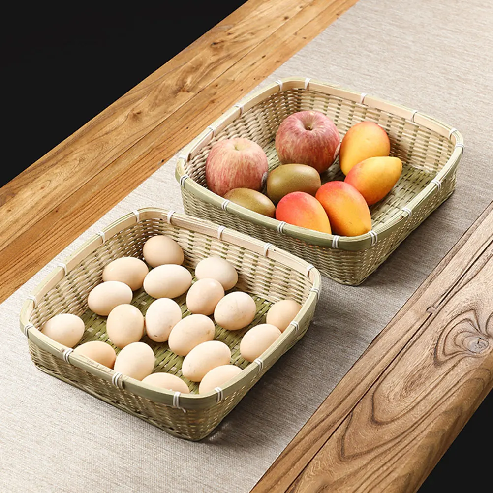 

Bamboo Storage Basket Lightweight Kitchen ganizer Fruit Tray Bread Container Snack Holder Home Decor Accessories