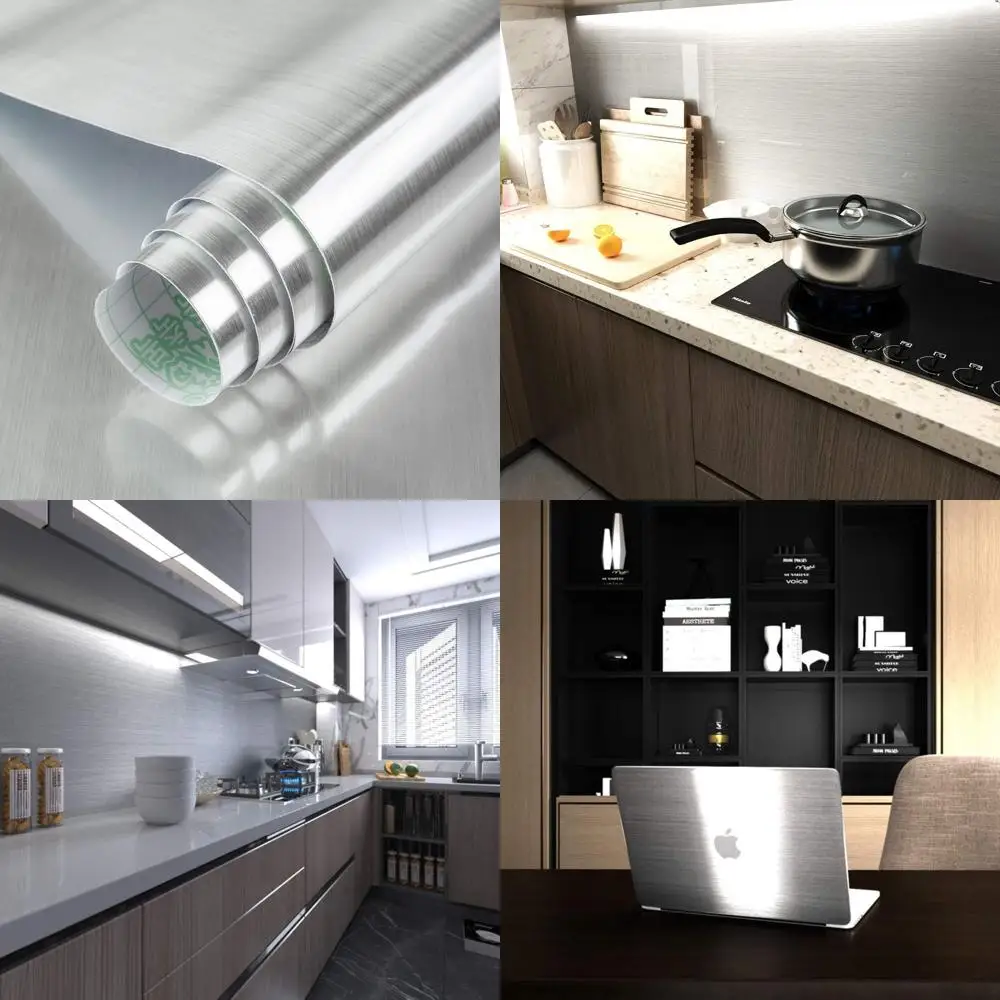 

Сверхширокая виниловая пленка из нержавеющей стали 31,5x354 для обтяжки бытовой техники — серебристая, водонепроницаемая, маслостойкая, для кухни