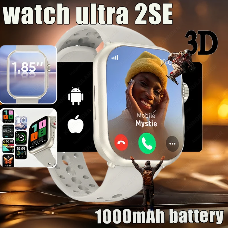 

For IOS Watch Ultra 2 SE Men Women Smart Bracelet 1000mAh Battery GPS AMOLED Display Bluetooth Call Sport Waterproof Smart Watch