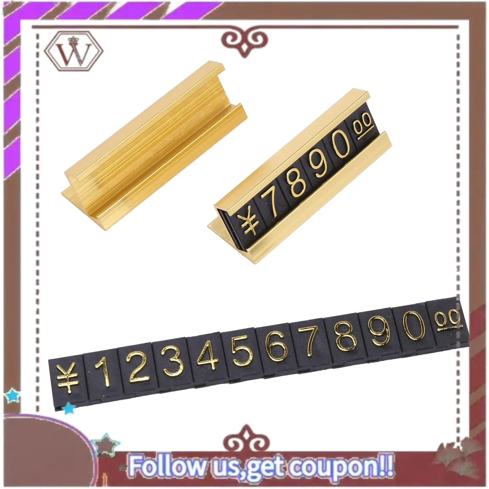 مجموعات ABBG-57 المعدنية ذات اللون الذهبي والأرقام العربية معًا بطاقات الأسعار