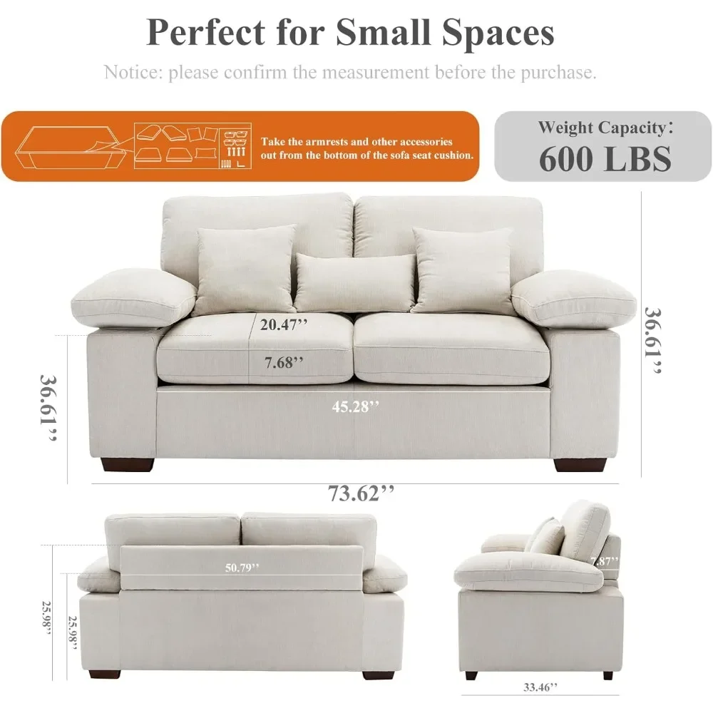 Beige Loveseat Sofa Couch 73