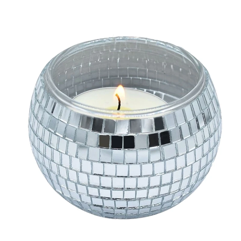 Round Ball Votive Holder Jar for Table Tenterpiece Mirrored Tealights Stand for Wedding Desktops Decors