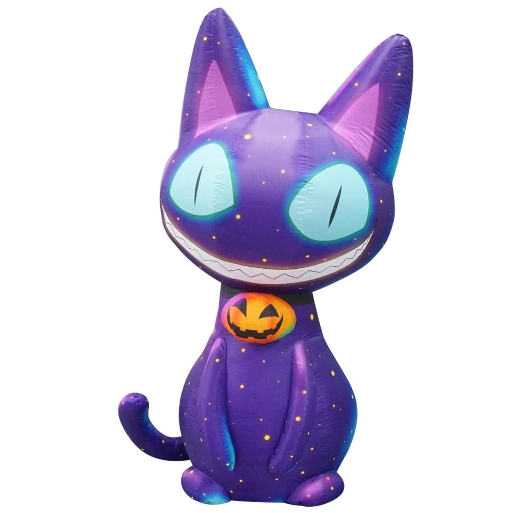 

Fast Ship Outdoor Advertising Halloween Purple Inflatable Cat Model Outdoor Advertising Decoration with Blower