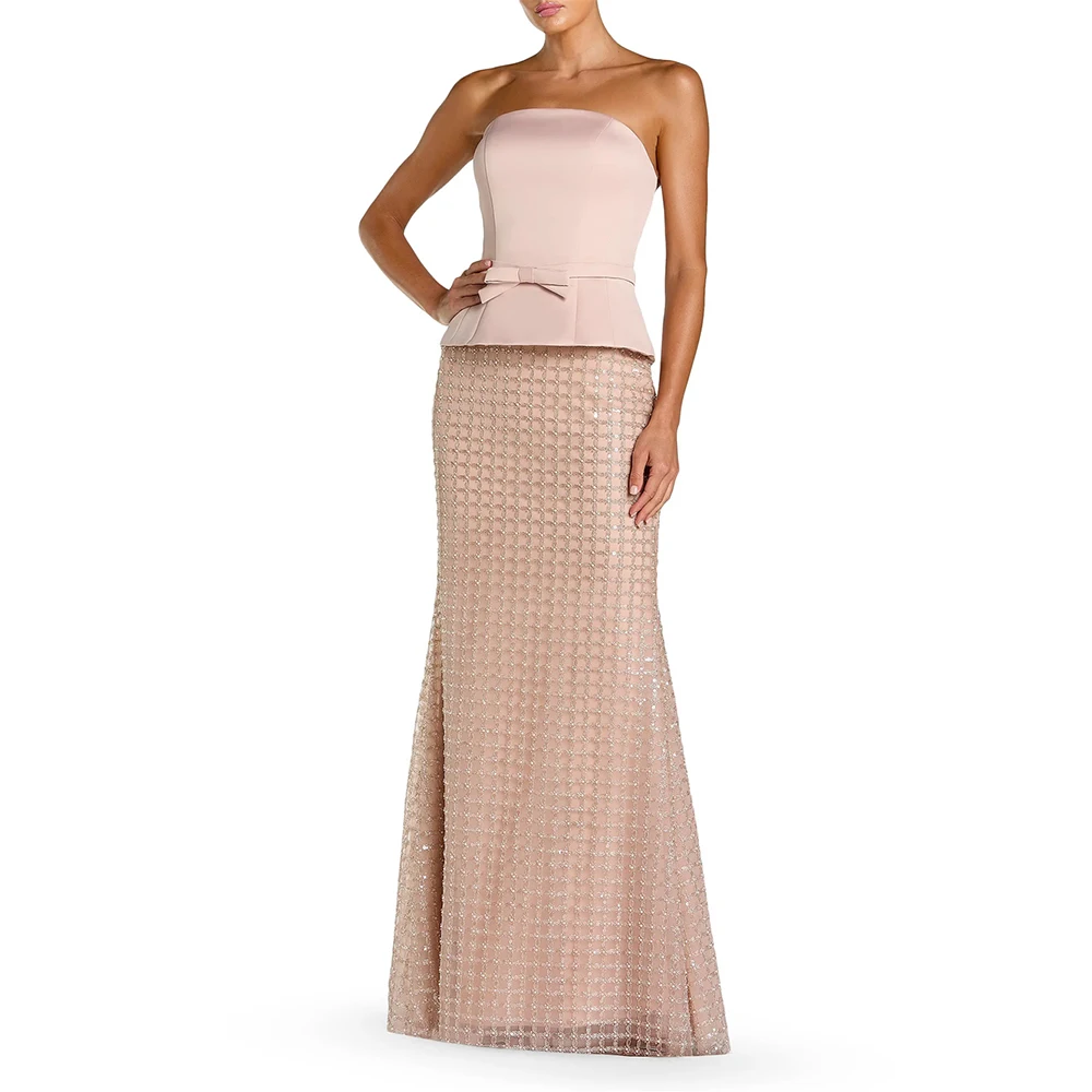 

Women's Formal Evening Gowns Elegant Evening Dresses Satin Strapless Belted Sheath Formal Dresses for Party Wedding Prom Gowns