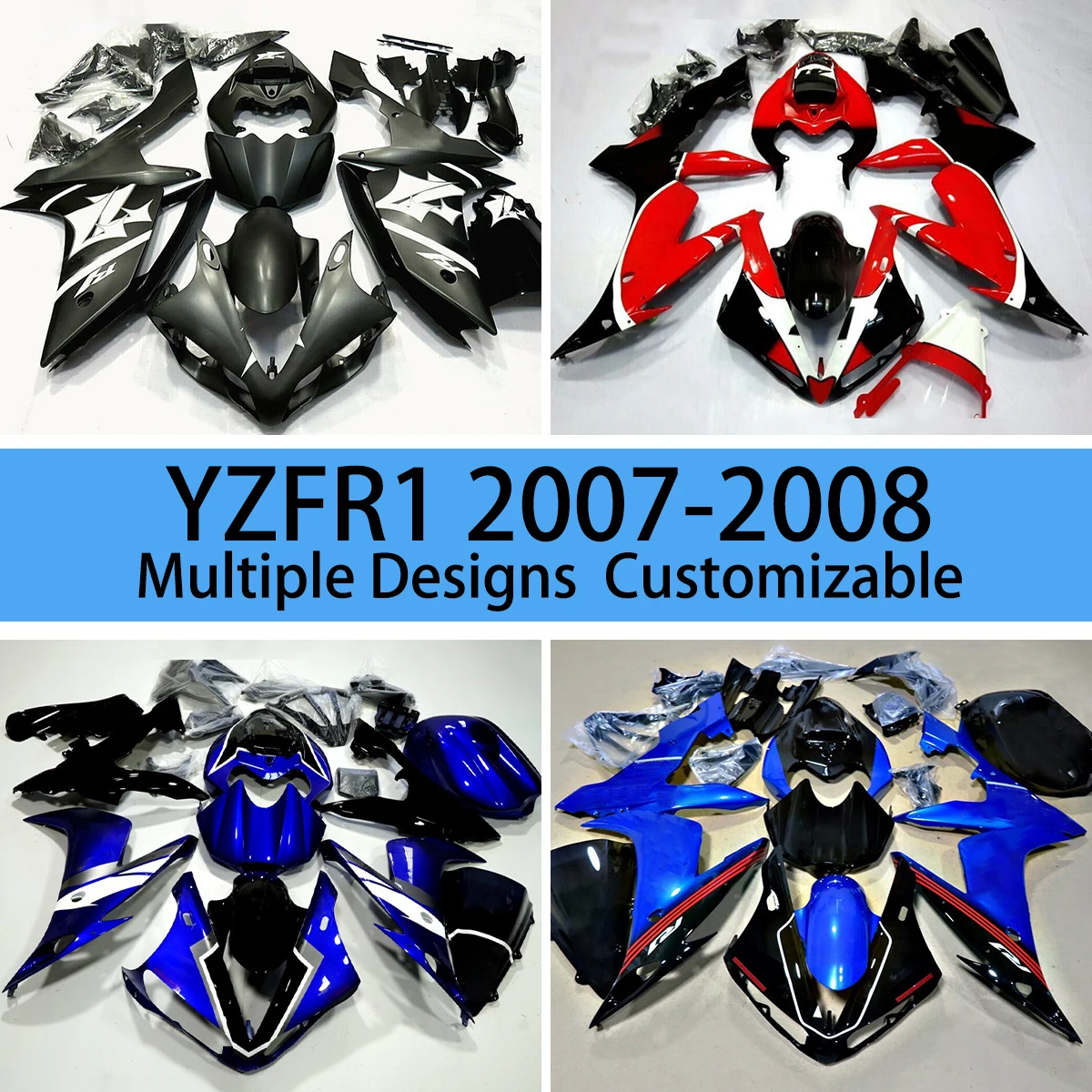 

YZF R1 2007 2008 Dirt Bike Fairing Kit for YAMAHA YZFR1 07 08 Prime Aftermarket Injection Motorcycle Fairings