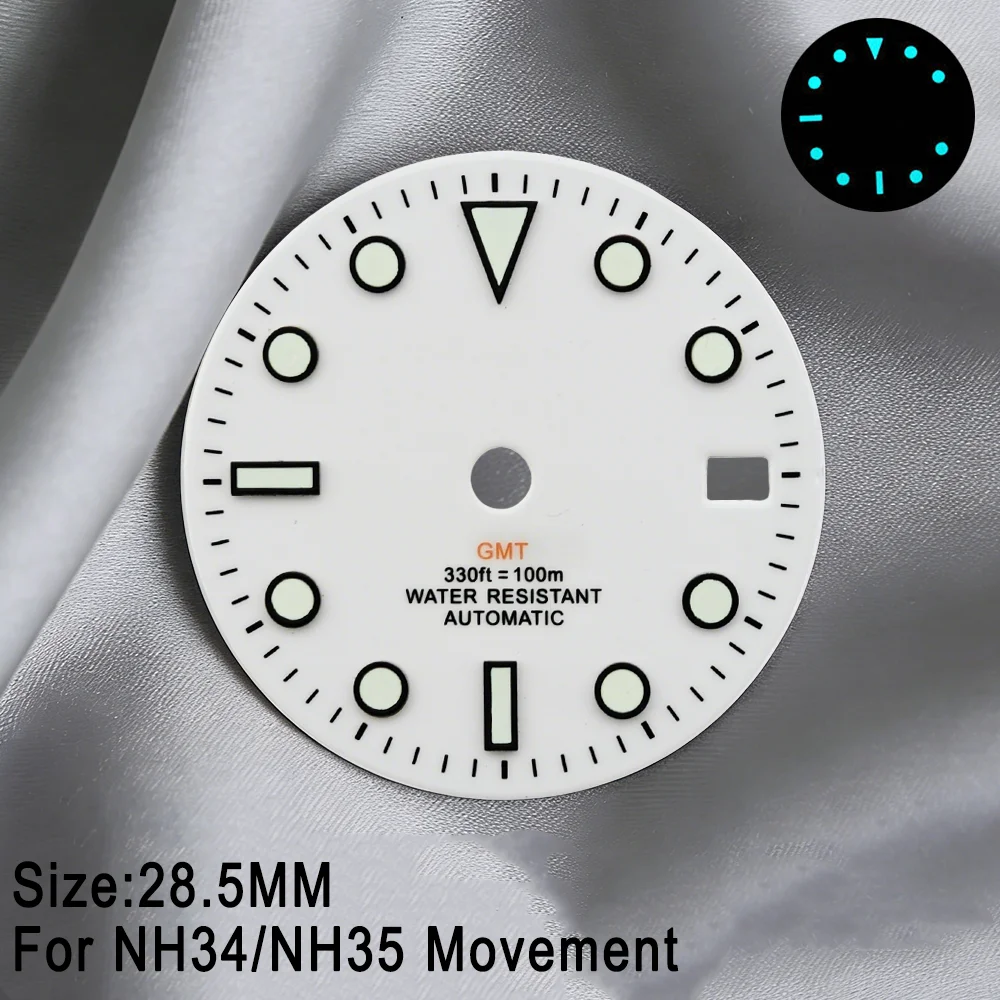 

Циферблат NH34 GMT, 28,5 мм, для механизма серии NH34, с люминесцентным покрытием BGW9, с одним календарем, аксессуар, запасная часть.